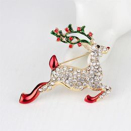 Christmas Decorations Bows Deer Brooches For Women Fashion Crystal Rudolph Elaphurus Reindeer1