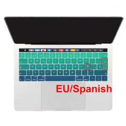 Keyboard Covers EU Spanish Language Silicone Cover Skin Protector For 2021 Pro 13 15 With Touch Bar Retina 13.3" 15.4"1