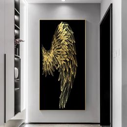 Nordic Poster Golden Wings Abstract Feather Canvas Prints Wall Art For Living Room Entrance Painting Decorative Pictures NOFRAME