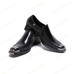 British Style Genuine Leather Men Dress Shoes Big Size Metal Toe Men Slip on Shoes Fashion Square Toe Men Formal Shoes