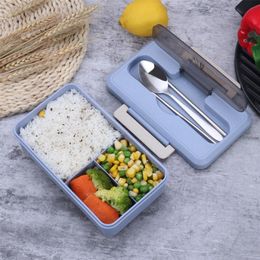 Leakproof Lunch Box Portable Hiking Camping Office School Food Container Microwave Heating Keep Fresh With Tableware Bento Box 201029