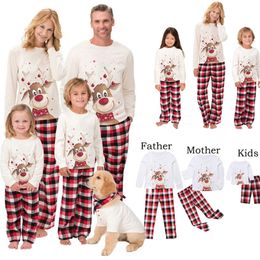 2020 Christmas Family Pajamas Set Deer Print Adult Women Kids Family Matching Clothes Xmas Family Sleepwear 2PCS Sets Top+Pants