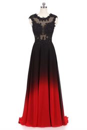 Newest Sexy Lace Gradient Prom Dresses With Long Chiffon Plus Size Ombre Formal Evening Party Gowns QC1539