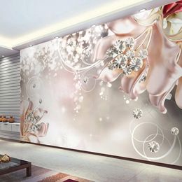 Self-Adhesive Wallpaper European Style 3D Stereo Jewellery Flowers Photo Wall Murals Living Room Bedroom Background Wall Stickers