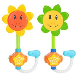 Kids Sunflower Shower Spray Water Squirt Fun Interactive BPA Free Bathtub Toys for Toddlers Children LJ201019