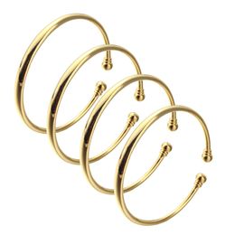Ethiopian Jewelry Dubai Simple Style 4pcs Gold Color Africa Glossy Cuff Bracelets For Women Wedding Bangles