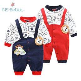 Newborn Baby Boy Girls Clothes Spring Autumn Long Sleeve Cartoon Rompers 0-1Baby Cotton Climbing Animal Costumes Jumpsuit 201027