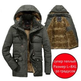 Men Winter Jacket Thick Warm Parka Fleece Fur Hooded Military Jacket Cotton Coat Snow Weather Male Windbreaker Jackets Plus Size 201126