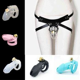 NXY Chastity Device Pu Leather Panties Full Soft Silicone Lock Belt Sm Cage with 5 Cock Ring Penis Sleeve for Men1221