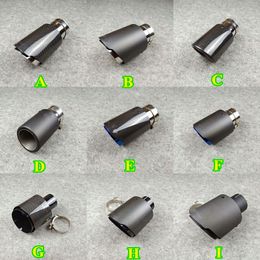 1 Piece Single Out Carbon Fibre Exhaust Pipe Muffler Tip Car Universal Stainless Steel Nozzles 9 Colours End Tailpipe