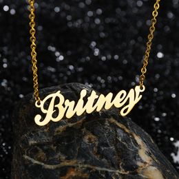 Diamon Customised New Fashion Stainless Steel Name Necklace Personalised Letter Gold Pendant Nameplate Gift