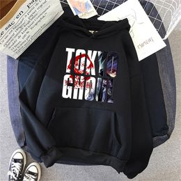 tokyo ghoul Hoodie letter print Hooded Top Women Sweatshirt Long-sleeved Anime Autumn student basic Casual Hooded Streetwear 201217