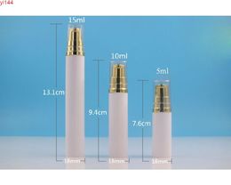 12 x Gold Refillable Airless Pump Vacuum Bottles Makeup Cream Lotion Toiletries Liquid Storage Containers Vial 5ml 10ml 15mlgood qualtity