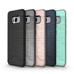 Card Slot Cases For iphone 13 12 11 Pro X XR XS MAX 8 PLUS Samsung S9 S10 S20 S21 Armour hard shell back cover with kickstand phone case DHL