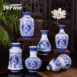 YeFine Small Antique Vase Celadon Porcelain Traditional Chinese Ceramic Decorative Vase For Flowers Living Room Decoration LJ201209