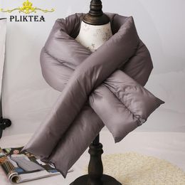 PLIKTEA Korean Thick Warm Coffee Winter Down Ring Scarf for Women Grey Brown Woman Scarves for The Neck Circle Children's Scarf