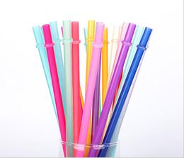 24cm Multicolor Buckle Reusable Plastic Straws Pure Colour Customization Drinkware Bar Party Tool WWQ