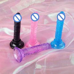 Nxy Sex Products Dildos Translucent Soft Dildo Anal Masturbator Toys for Couples Crystal Jelly Suction Vagina Massage Women Men 1227