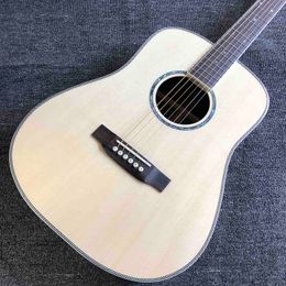 Custom AAAAA All Solid Wood Spruce 41 Inch Acoustic Guitar Herringbone Binding