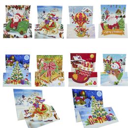 8pcs 5D DIY Special shaped Diamond Painting Greeting Card Three-dimensional Christmas Postcards Cards Postcards For Xmas Gift 201112