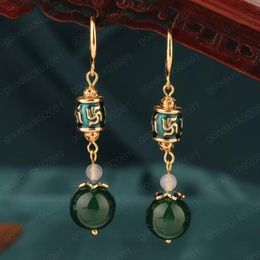 Ethnic Fashion Classic vintage Cloisonne green earrings drop earring Simple China's wind earrings for women Jewellery