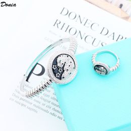 Donia jewelry party European and American fashion leopard head animal micro-inlaid zircon bracelet ring set designer bracelet ring set
