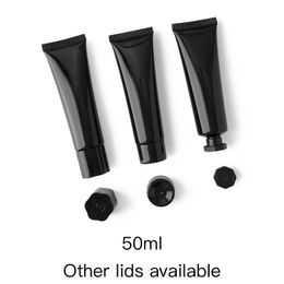 black lotion Canada - 50ml Black Plastic Cosmetic Cream Squeeze Container 50g Facial Cleanser Lotion Tube Empty Travel Packaging Bottle Free Shipping