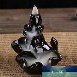 1Pcs New Design Black Porcelain Backflow Incense Burner Ceramic Burner Cone Incense Stick Burner Holder Buddhist Or Cones