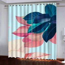 Home Decoration Curtain Beautiful leaf Photo Fashion Customised 3D Curtains blackout For Living Room office Bedroom 3d Stereoscopic