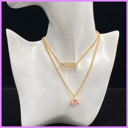 Street Fashion Chain Necklace Womens Designer Jewellery Gold Letters Necklaces With Diamonds Ladies Accessories For Party D223093F