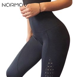 NORMOV Seamless High Waist Yoga Leggings Tights Women Workout Mesh Breathable Fitness Clothing Training Pants Female 5 Colour 201202