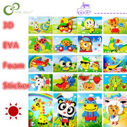 10 designs/lot DIY Cartoon Animal EVA Foam Sticker Puzzle Series E Early Learning Education Toys for Children WYQ LJ201019