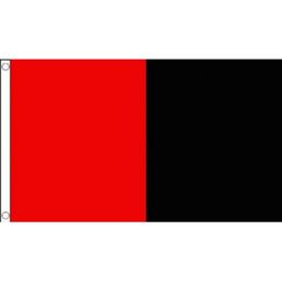 Red and Black Half and Half Flag Perfect 3x5Ft Double Stitched Banner 90x150cm Festival Gift Polyester Digital Printed