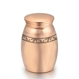 16x25mm Aluminium Alloy Cremation Ashes Urn For Pet/Human Mini Keepsake Engraved With Leaves Ashes Memorial Urns With Fill Kit