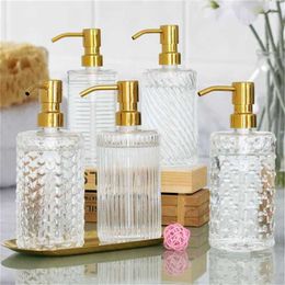 400ml Soap Dispenser Transparent Shampoo Bottle with Metal Pump Bath Hand Washing Bottles Nordic Kitchen Detergent Sub-bottle 211222