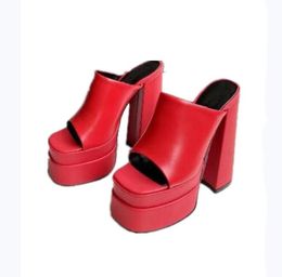 Fashion trendy master brand Sandals slippers thick-heeled thick-soled round head formal wear casual banquet beach purple yellow red black pink green white 10cm