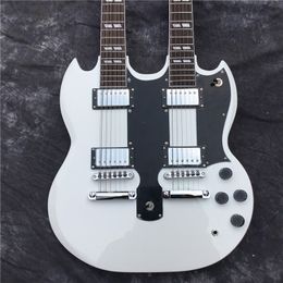 High-quality double-headed electric guitar, factory customized 12-string + 6-string white. 100% original guitar pictures, good sound quality