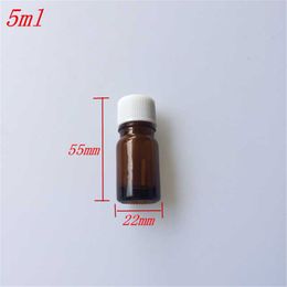 10 pcs 22x55 mm Brown Glass Essential Oil Bottles With White Plastic Common Screw Cap DIY 5 ml Empty Sealed Containers