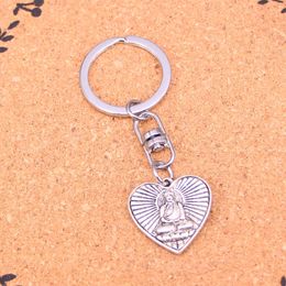 Fashion Keychain 23*24mm buddhism heart buddha Pendants DIY Jewellery Car Key Chain Ring Holder Souvenir For Gift