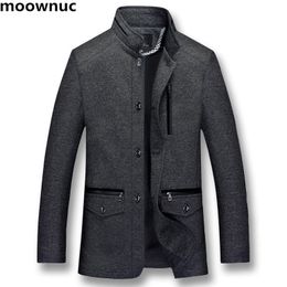 men's Autumn winter Stand collar wool coats Men jacket Black cotton Woollen coat Mens jackets Plus XL- trench coats men LJ201110
