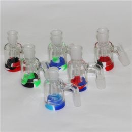 3.2 Inch Smoking Accessories Glass Ash Catcher with 14mm 18mm 7ml Silicone Container Reclaimer Thick Pyrex Ashcatcher for Water Bongs