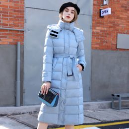 Winter Padded Warm Coat Woman Thick Duck Down Jacket Long Female Overcoat Slim Solid Colour Jackets Winter Portable Parkas Women 201023