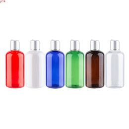 220ml Coloured Plastic Shampoo Lotion Bottles With Silver Screw Disc Cap Empty Cosmetic Packaging Essential Oil Bottlehigh qualtity