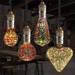 3D Led Bulb Star Fireworks E27 Vintage Edison Night Light 110V 220V A60 ST64 G80 G95 G125 Holiday Novelty Decoration Lighting