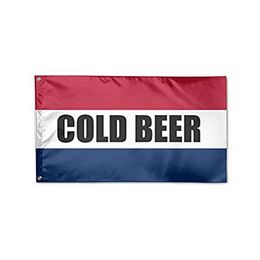 Cold Beer Flag Banner 3x5 FT 90x150cm Double Stitching 100D Polyester Festival Gift Indoor Outdoor Printed Hot selling