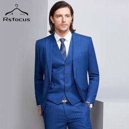 -RSFocus navy blu uomo a strisce vestito slim fit abiti da uomo per matrimonio uomini di alta qualità uomo vestito formale ball partito sposo indossare TZ2461