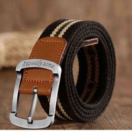 Mens Pin Buckle Canvas Belt Men's Youth Casual Pants Belt Korean Students All-match Alloy Buckle Belt G220301