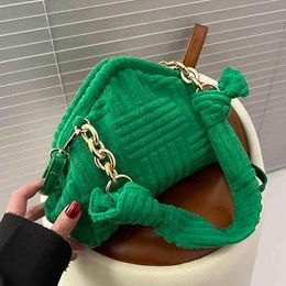 Shopping Bags 2022 Luxury Women Fashion Towel Embossed Crossbody Bags Ladies Party Clutch Small Striped Versatile Casual Brand Shoulder Purses 220304