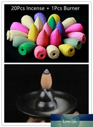 20Pcs Mix Backflow Incense Cones With Incense Burner Colourful Fragrance Triple Scent Potpourri Flow Backwards Indoor Spices