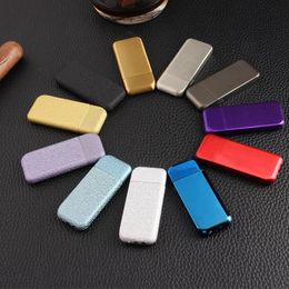 Ultra Thin Metal Jet Butane Cigarette Lighter Grinding Wheel Lighter Iated Gas Frosted Compact Lighter Bar Promotion Gift NO GAS